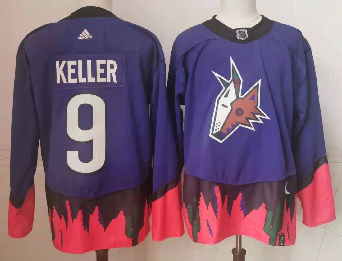 Men Arizona Coyotes #9 Keller Purple Authentic Stitched 2022 Adidas NHL Jersey